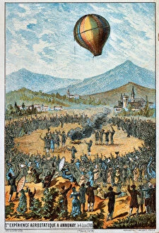 Enthusiastic Collection: First test flight of a hot air balloon at Annonay, France, 4 June, 1783 (1890s)