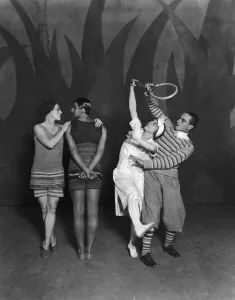 The first UK performance of Le Train Bleu at the London Coliseum Theatre, 1924. Creator: Sasha, (Alexander Stewart) (1892-1953)