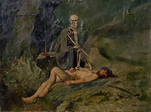 Macabre Prints: The first victim of Death / the death of Abel, 1894. Creator: Kiril Kutlik