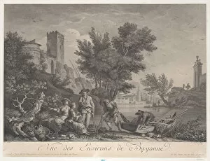 Romantic Era Collection: First View of the Surroundings of Bayonne, ca. 1775. Creator: Jean Jacques Le Veau