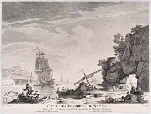 Fisherman Gallery: First View of the Surroundings of Naples, ca. 1776. Creator: Pierre Francois Basan