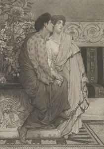 Pre Raphaelite Prints: The First Whisper of Love, 1876. Creator: Leopold Lowenstam