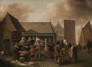Wheelbarrow Prints: Fish Market, 1650-1670. Creator: Hendrik Martensz. Sorgh