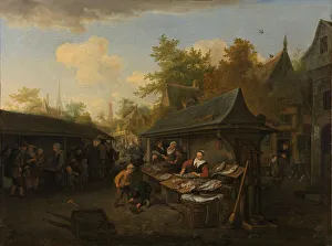 Cornelis Duserd Prints: Fish Market, 1683. Creator: Cornelis Dusart