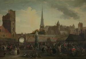 Market Trader Prints: The Fish Market of Antwerp, 1695. Creator: Hendrick van Minderhout