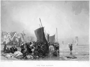 Richard Parkes Prints: The Fish Market, c1820s. Artist: Charles Lewis