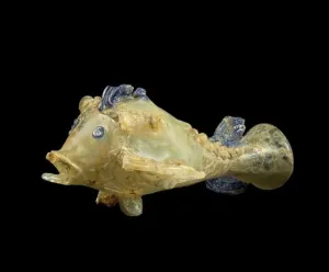 Kushan Empire Prints: Fish-shaped glass flask, 1st century. Creator: The Oriental Applied Arts