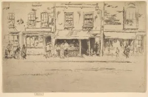 James A Prints: The Fish Shop, Busy Chelsea (Fish Shop, Chelsea), 1886-87