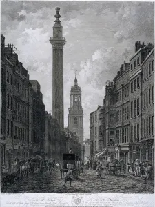 The Monument Prints: Fish Street Hill, London, 1795. Artist: Thomas Morris