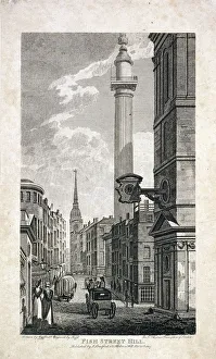 Roffe Prints: Fish Street Hill and the Monument, London, 1817. Artist: Robert Cabbel Roffe