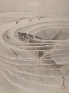 Fishes Prints: Fish in a Whirlpool, ca. 1887. Creator: Kawanabe Kyosai