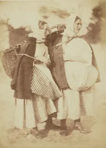 Baskets Prints: Fisher Lassies, 1843-1848. Creator: Hill & Adamson