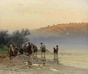 Dnieper River Prints: Fisherman on the Dnepr, 1898. Artist: Sergeyev, Nikolay Alexandrovich (1855-1919)