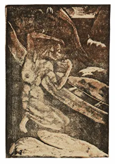 A Fisherman Drinking Beside His Canoe, 1894. Creator: Paul Gauguin