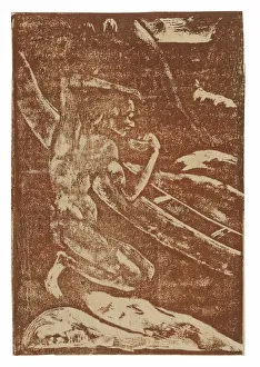 A Fisherman Drinking Beside His Canoe, 1894. Creator: Paul Gauguin
