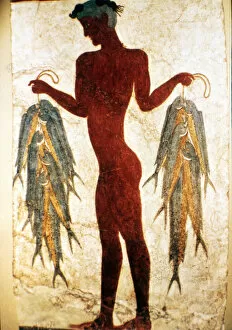 Minoan Gallery: Fisherman, fresco from the island of Thera (Thira)