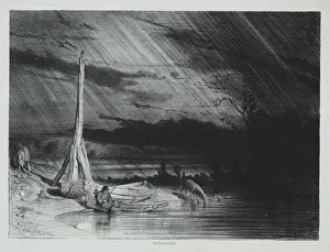 Charlesemile Jacque French Prints: The Fisherman, Rainy Weather, 1847. Creator: Charles-Emile Jacque (French, 1813-1894)