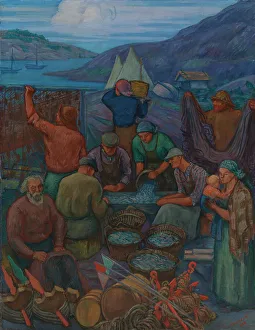 Fisherwomen Prints: Fishermen, 1938. Creator: Anton Lindforss