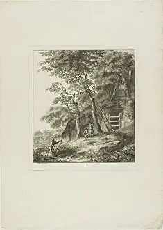 Salomon Gesner Prints: Fishermen with Children, plate two from Paysages Dédiés à M