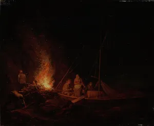 Aleksander Lauréus Prints: Fishermen lighting a campfire, 1810. Creator: Alexander Lauréus