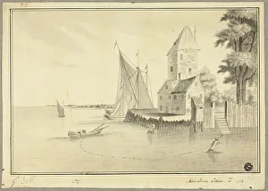Harbour Front Prints: Fishermen Mooring Boat at Landing, 1768. Creator: John Innes