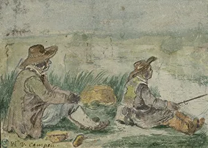 De Stomme Van Kampen Prints: Two fishermen by a river. Creator: Hendrick Avercamp