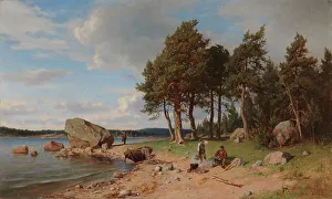 Campfire Prints: Fishermen on the Shore, 1865. Creator: Berndt Lindholm