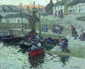 Goyen Prints: Fishermen at sundown, Audierne, Brittany, c1912. Creator: Terrick Williams