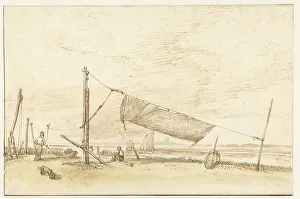 Two fishermen on the waterfront (the IJ?), 1640-1677. Creator: Anthonie van Borssom