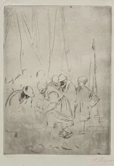 Fishermen on the Wharf at Boulogne. Creator: Alphonse Legros (French, 1837-1911)