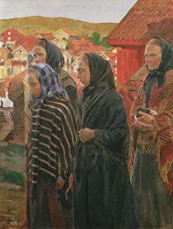 Archipelago Prints: Fishermen's Wives Returning from Church, 1899. Creator: Carl Wilhelmson