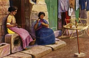 Fisherwomen winding yarn for nets, Malta, c1928. Creator: Unknown