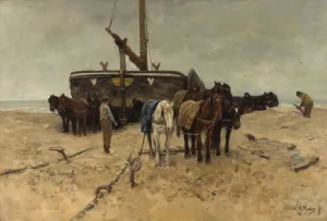 Fishing boat on the beach, 1882. Artist: Mauve, Anton (1838-1888) Fishing boat on the beach, 1882. Artist: Mauve, Anton (1838-1888)