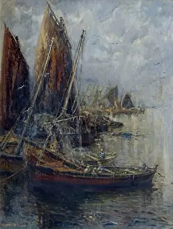 Mason Prints: Fishing Boats, 1915. Creator: Mason Hunter