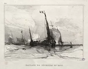 1803 1886 Gallery: Fishing Boats at Anchor, 1836. Creator: Eugene Isabey (French, 1803-1886)