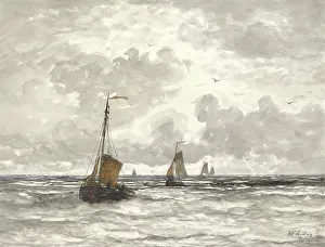 Waterscape Prints: Fishing Boats on the Breakers, 1841-1915. Creator: Hendrik Willem Mesdag