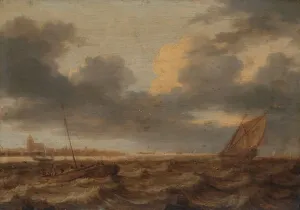 Adversity Prints: Fishing Boats in Choppy Waters, c.1630. Creator: Jan Porcellis
