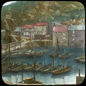 Church Army Lantern Department Gallery: Fishing boats in the harbour, Polperro, Cornwall, late 19th or early 20th century