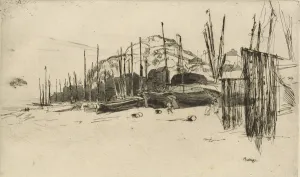 Fishing Boats, Hastings, 1877. Creator: James Abbott McNeill Whistler