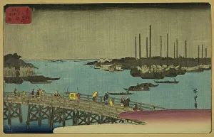 Tsukuda Prints: Fishing Boats near Eitai Bridge in Tsukuda Bay (Eitaibashi Tsukuda oki isaribune)