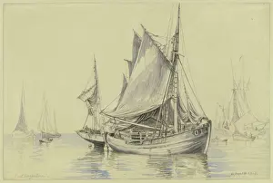 Seascape Prints: Fishing boats near Ostend, 1886. Creator: Ernst Morgenstern