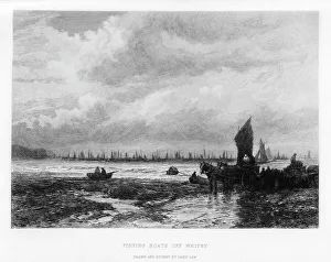 Whitby Prints: Fishing boats off Whitby, North Yorkshire, 19th century. Artist: David Law