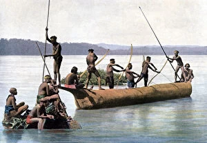 Andaman Islands Collection: Fishing with a bow, Andaman and Nicobar Islands, Indian Ocean, c1890. Artist: Gillot