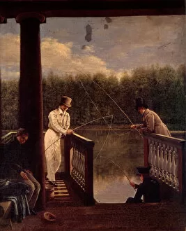 River Landscape Gallery: The Fishing, c. 1830. Artist: Avrorin, Vasily Mikhailovich (1805-1855)