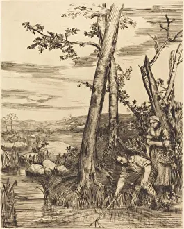 Crayfish Prints: Fishing for Crayfish (Les pecheurs d ecrevisses). Creator: Alphonse Legros