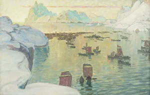 Fishing Industry Prints: The Fishing Fleet Going Out. Study from North Norway. Creator: Anna Katarina Boberg