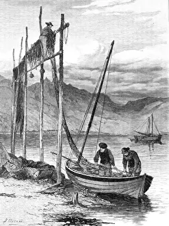 Fishing Net Prints: Our Fishing Industries: herring-boats on Loch Fyne, 1883. Creator: Unknown