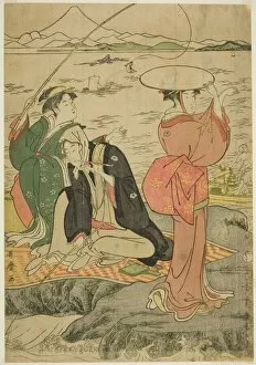 Anglers Gallery: Fishing at Iwaya, Enoshima, Japan, c. 1790. Creator: Kitagawa Utamaro