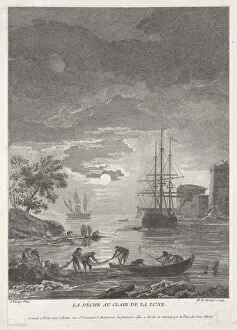 View To Sea Collection: Fishing in the Moon Light, ca. 1771. Creator: Bertaud