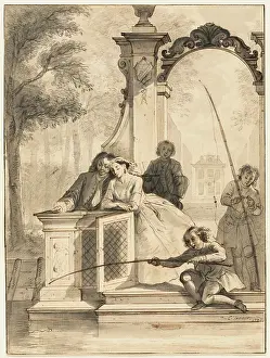Corneille Prints: Fishing Party, 1738. Creator: Cornelis Troost